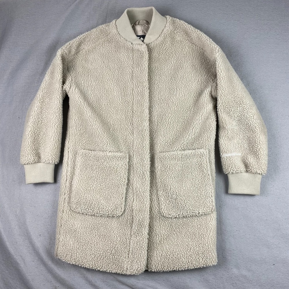 Eddie Bauer Lynden Fleece Parka Shacket Small ivory Pockets Outdoor Relaxed FIt